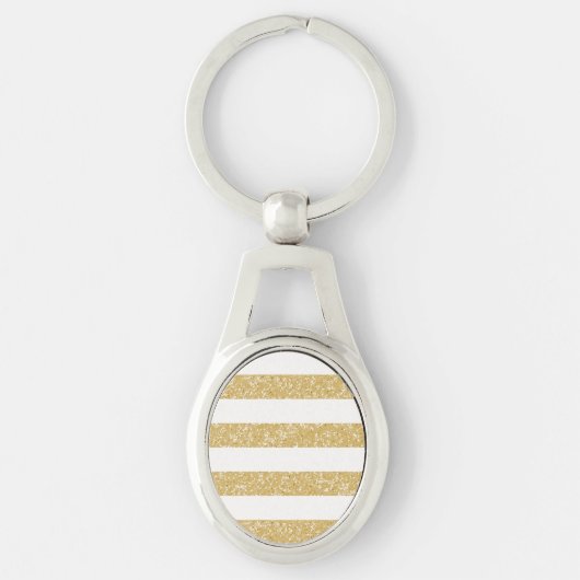 Sparkle Glitter look Stripes Metal Sleutelhanger (Voorkant)