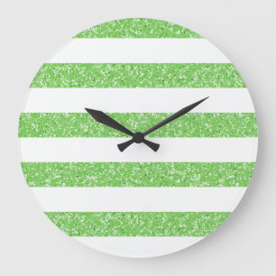 Sparkle Glitter look Stripes Wall Clock Grote Klok
