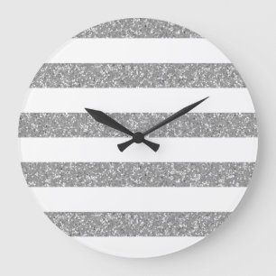 Sparkle Glitter look Stripes Wall Clock Grote Klok
