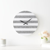 Sparkle Glitter look Stripes Wall Clock Grote Klok (Huis)