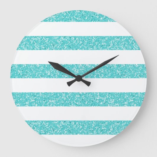 Sparkle Glitter look Stripes Wall Clock Grote Klok (Voorkant)