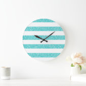 Sparkle Glitter look Stripes Wall Clock Grote Klok (Huis)