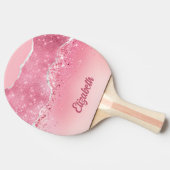 Sparkle Glitter meisjesachtig Roze Zilveren Agaat Tafeltennisbatje (Zijkant)