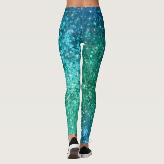 Sparkle Glitter Mermaid Leggings - blauw groen (Achterkant)