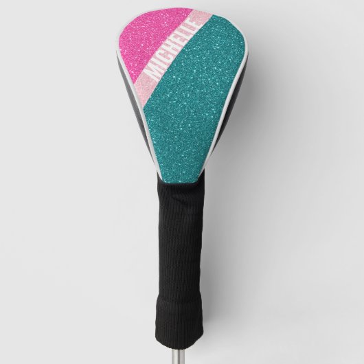 Sparkle Glitter monogram kleurenblok Golfheadcover (Voorkant)