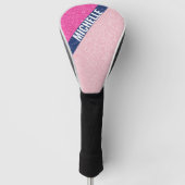 Sparkle Glitter monogram kleurenblok PInk Golfheadcover (Voorkant)