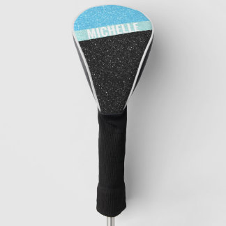 Sparkle Glitter monogram kleurenblok zwarte azuur Golfheadcover