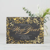 Sparkle Glitter New Years Uitnodiging (Staand voorkant)