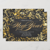 Sparkle Glitter New Years Uitnodiging (Voorkant / Achterkant)