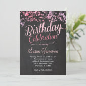 Sparkle Glitter Pink Birthday Invitation Kaart (Staand voorkant)