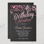 Sparkle Glitter Pink Birthday Invitation Kaart (Voorkant / Achterkant)