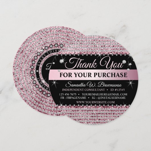 Sparkle Glitter Pink Jewelry Hartelijk dank Kaart (Voorkant / Achterkant)