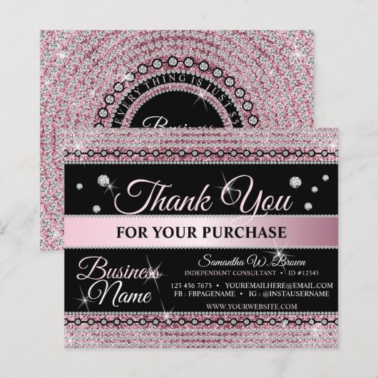 Sparkle Glitter Pink Jewelry Hartelijk dank voor u (Voorkant / Achterkant)