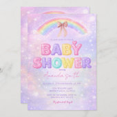 Sparkle Glitter rainbow baby shower with Bow Kaart (Voorkant / Achterkant)