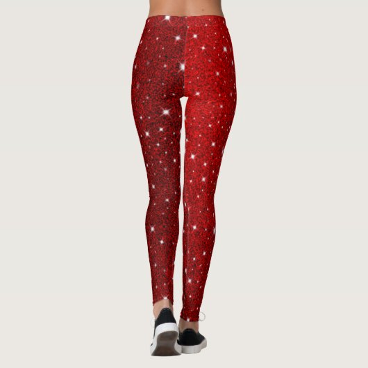 Sparkle Glitter Rode Kerstmis Leggings (Achterkant)