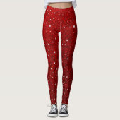 Sparkle Glitter Rode Kerstmis Leggings (Voorkant)