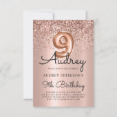 Sparkle Glitter Roos Gold Balloon 9e verjaardag Kaart (Voorkant)