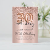 Sparkle Glitter Roos Gouden Ballon 30e Verjaardag Kaart (Staand voorkant)