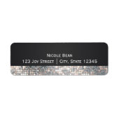Sparkle Glitter Sequins Black Glam Adresetiketten Etiket (Voorkant)