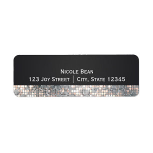 Sparkle Glitter Sequins Black Glam Adresetiketten Etiket