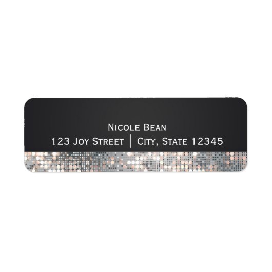 Sparkle Glitter Sequins Black Glam Adresetiketten Etiket (Voorkant)