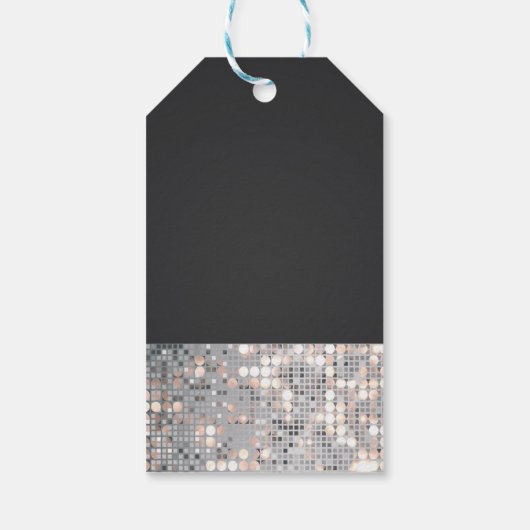 Sparkle Glitter Sequins Glam Black Party Gift Labe Cadeaulabel (Achterkant)