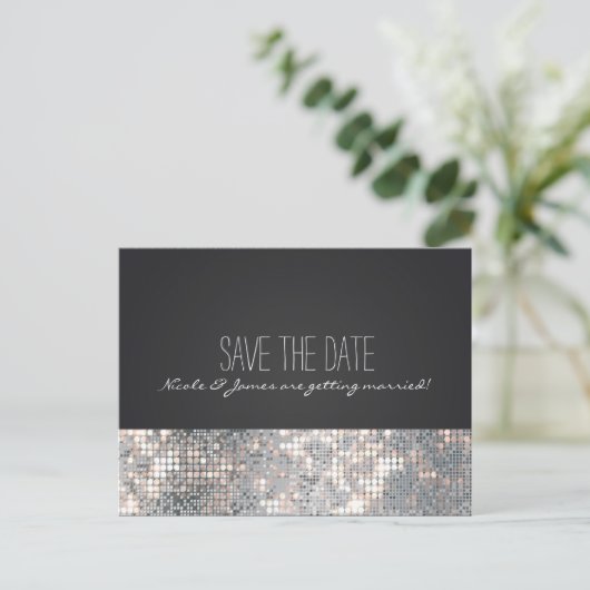 Sparkle Glitter Sequins Glamor Black Briefkaart (Staand voorkant)