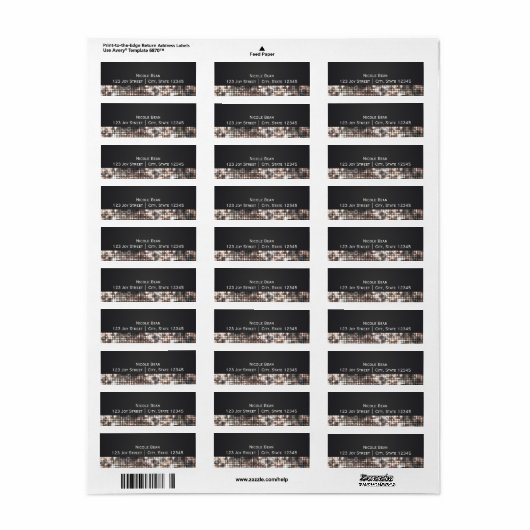 Sparkle Glitter Sequins Glamour Adresetiketten Etiket (Full Sheet)