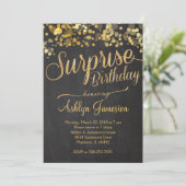 Sparkle Glitter Surprise Birthday Invitation Kaart (Staand voorkant)