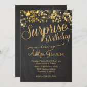 Sparkle Glitter Surprise Birthday Invitation Kaart (Voorkant / Achterkant)