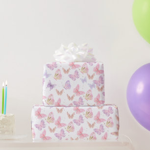 Sparkle Glitter Vlinder Patroon Kids Verjaardag Cadeaupapier