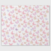 Sparkle Glitter Vlinder Patroon Kids Verjaardag Cadeaupapier (Vlak)