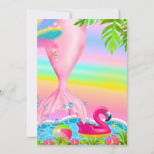 Sparkle Glitter Zeemeermin zee flamingo strand Reg Kaart (Achterkant)