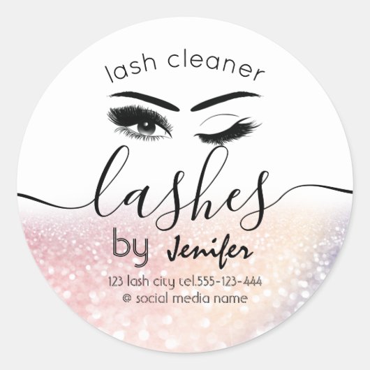 Sparkle glittery wink-welder ronde sticker (Voorkant)