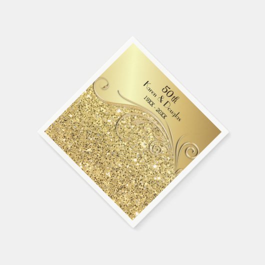 Sparkle Gold 50ste huwelijksjubileum Servet (Hoek)