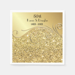 Sparkle Gold 50th Wedding Jubileum Servet