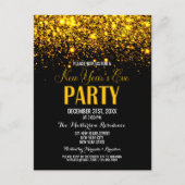 Sparkle Gold Black Nieuwjaarsfeest Uitnodiging (Voorkant)