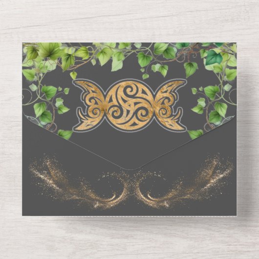 Sparkle Gold Botanic Celestial Alles In Een Bruilo All In One Uitnodiging (Achterkant)