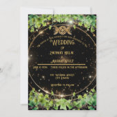 Sparkle Gold Botanic Celestial bruiloft uitnodigin Kaart (Voorkant)