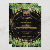 Sparkle Gold Botanic Celestial bruiloft uitnodigin Kaart (Voorkant / Achterkant)