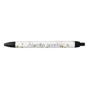 Sparkle Gold Confetti Zwarte Inkt Pen