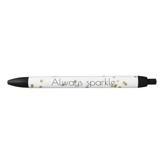 Sparkle Gold Confetti Zwarte Inkt Pen (Voorkant)