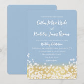 Sparkle Gold en Blue Wedding Invitation Kaart (Voorkant / Achterkant)