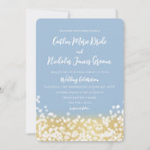 Sparkle Gold en Blue Wedding Invitation Kaart (Voorkant)