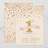 Sparkle Gold en Roze Sprinkles Modern Birthday Kaart (Voorkant / Achterkant)