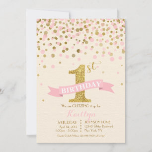Sparkle Gold en Roze Sprinkles Modern Birthday Kaart