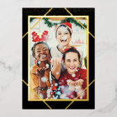 Sparkle Gold Foil Kerstfeest Foto Folie Uitnodiging (Voorkant)