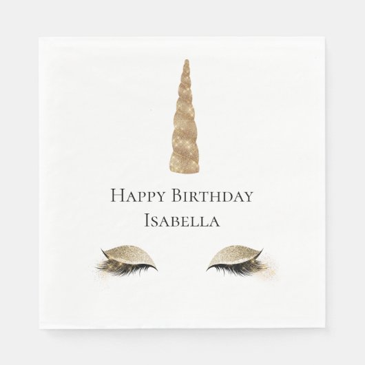 Sparkle Gold Glam Unicorn Servet (Voorkant)