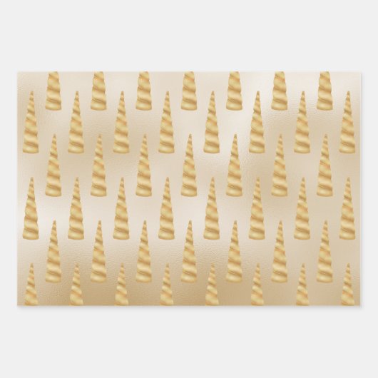 Sparkle Gold Glam Unicorn Verjaardag Inpakpapier Vel (Voorkant 3)
