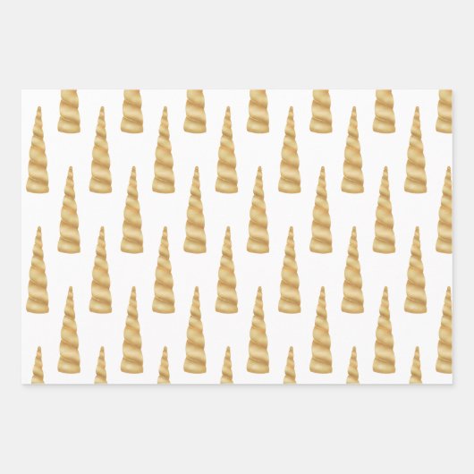 Sparkle Gold Glam Unicorn Verjaardag Inpakpapier Vel (Voorkant)